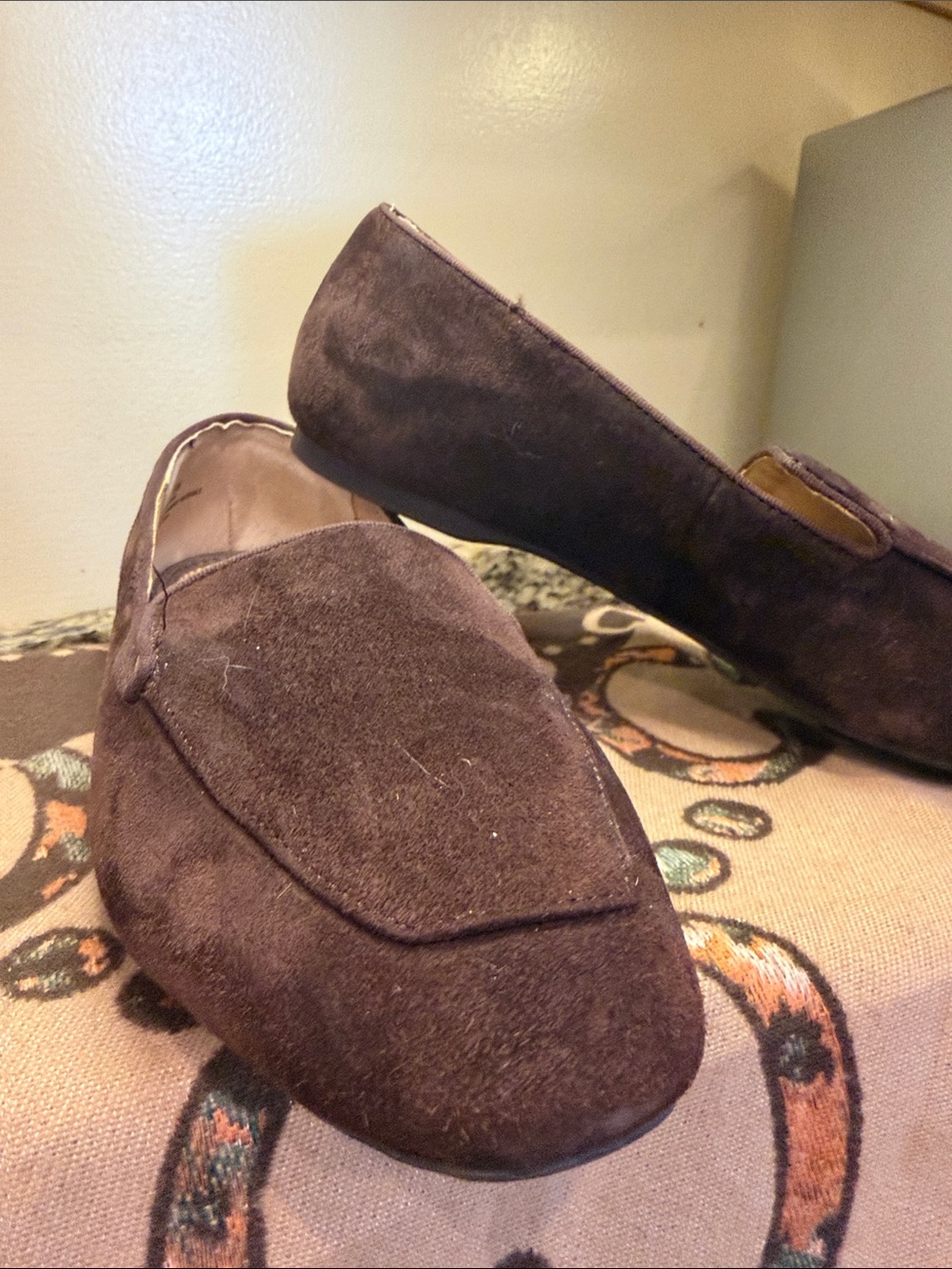Tahari Brown Suede Loafers with Almond Toe - Picture 3 of 7